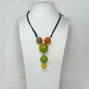 Colorful Handmade Fique Beaded Necklace and Earrings